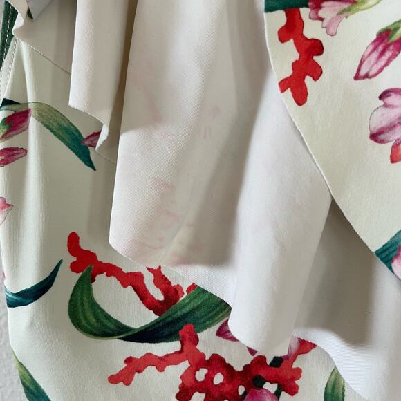 Carmen Marc Valvo Floral Ruffle One Shoulder One Piece Swimsuit (10) - Picture 7 of 10